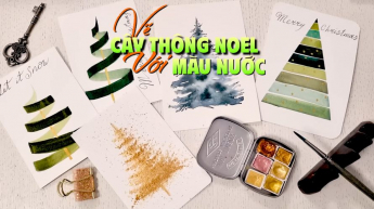 Vẽ Cây Thông Noel Với Màu Nước